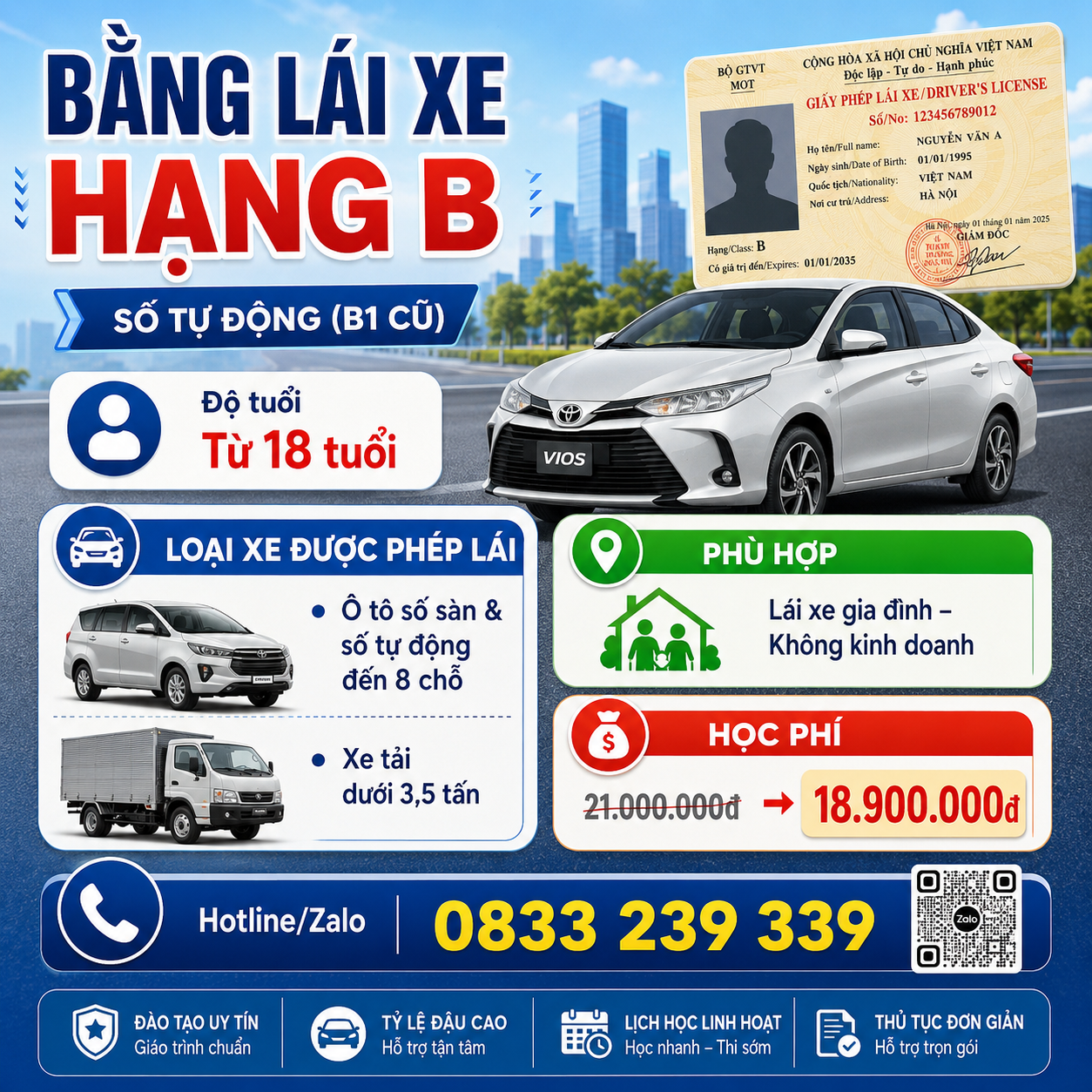 Trung Tâm Dạy Lái Xe Thủ Đức 33 Bằng lái xe hạng b số tự động b1 cũ