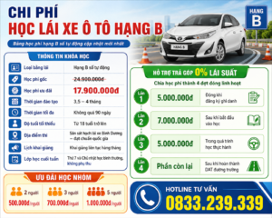 Chi Phí Học Lái Xe Ô Tô Hạng B