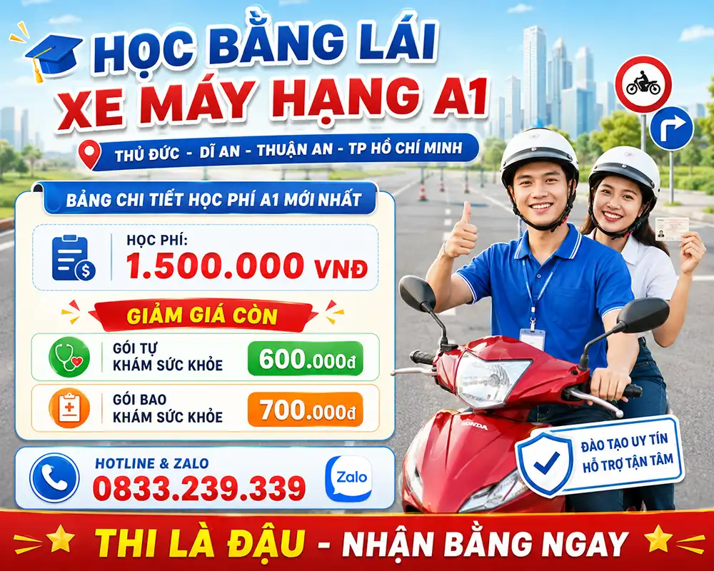 Trang Chủ 13 Đăng Học Bằng Lái Xe Máy Hạng A1 Thủ Đức - Dĩ An - Thuận An - Tp Hồ Chí Minh Chỉ Từ 600k