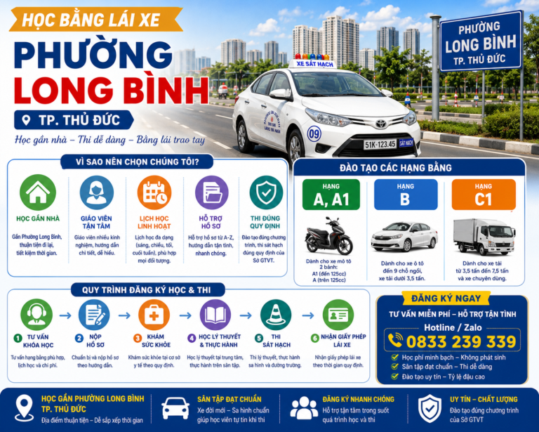 Đăng Ký Học Bằng Lái Xe Phường Long Bình