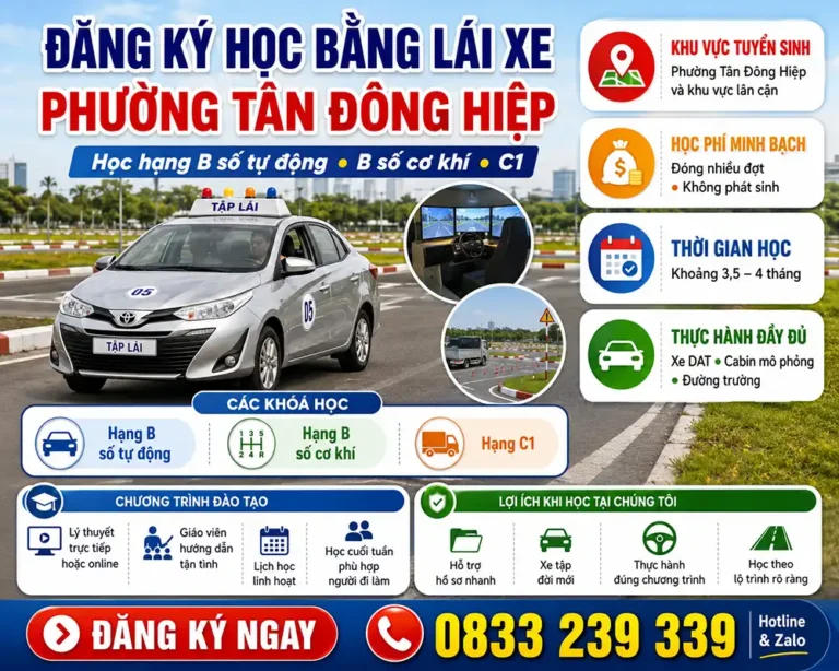 Đăng Ký Học Bằng Lái Xe Phường Tân Đông Hiệp