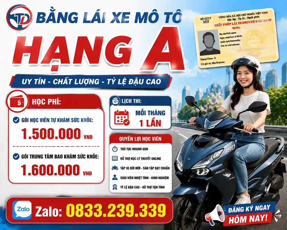 Trung Tâm Lái Xe Thủ Đức 33 đăng ký thi băng lái xe ô tô Hạng A